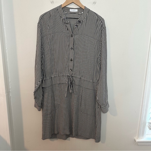 EQUIPMENT FEMME- Lizza Striped Drawstring Shirt Dress Long Sleeve Career Party - Picture 2 of 7
